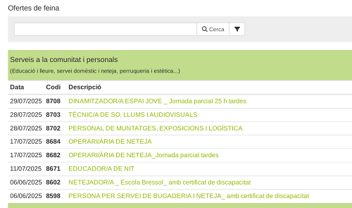 Gestió de borsa de treball i revisió de candidatures